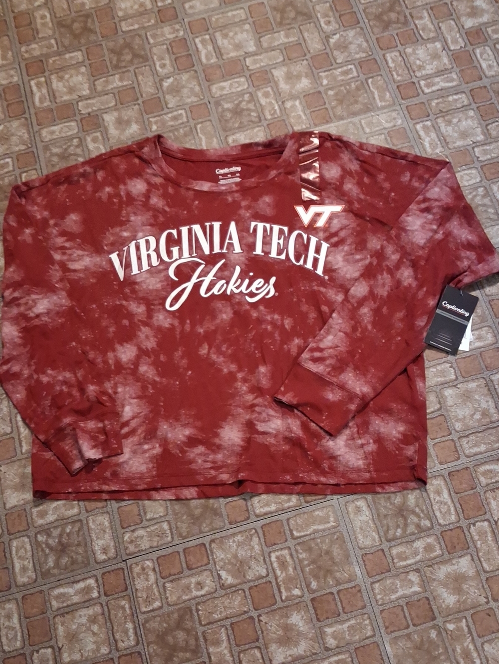 Virginia Tech Tie-Dye Long Sleeve Tee - Maroon Hokies